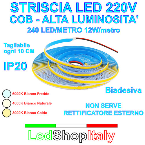 Striscia led 220v - 220v, cob